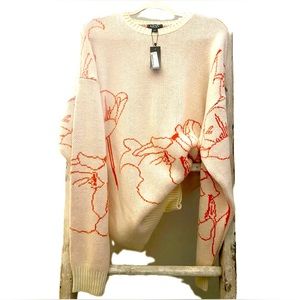 NWT MENS OVERSIZED NEON FLOWER LINE KNITTED SWEATER SIZE M